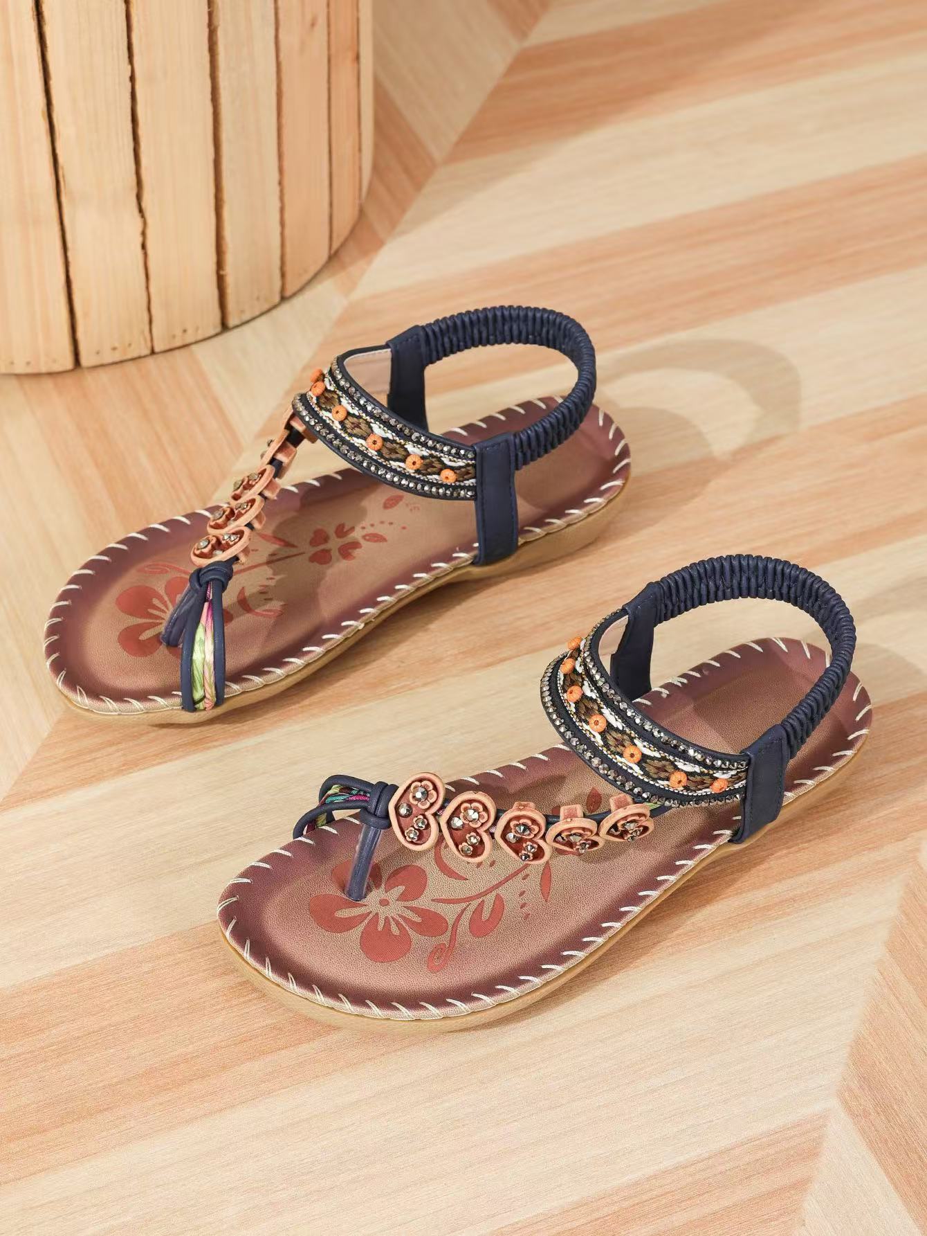 Flat Sandals Summer Open Toe Chain Women's Fashion Outdoor Beach Shoes Plus Size 431