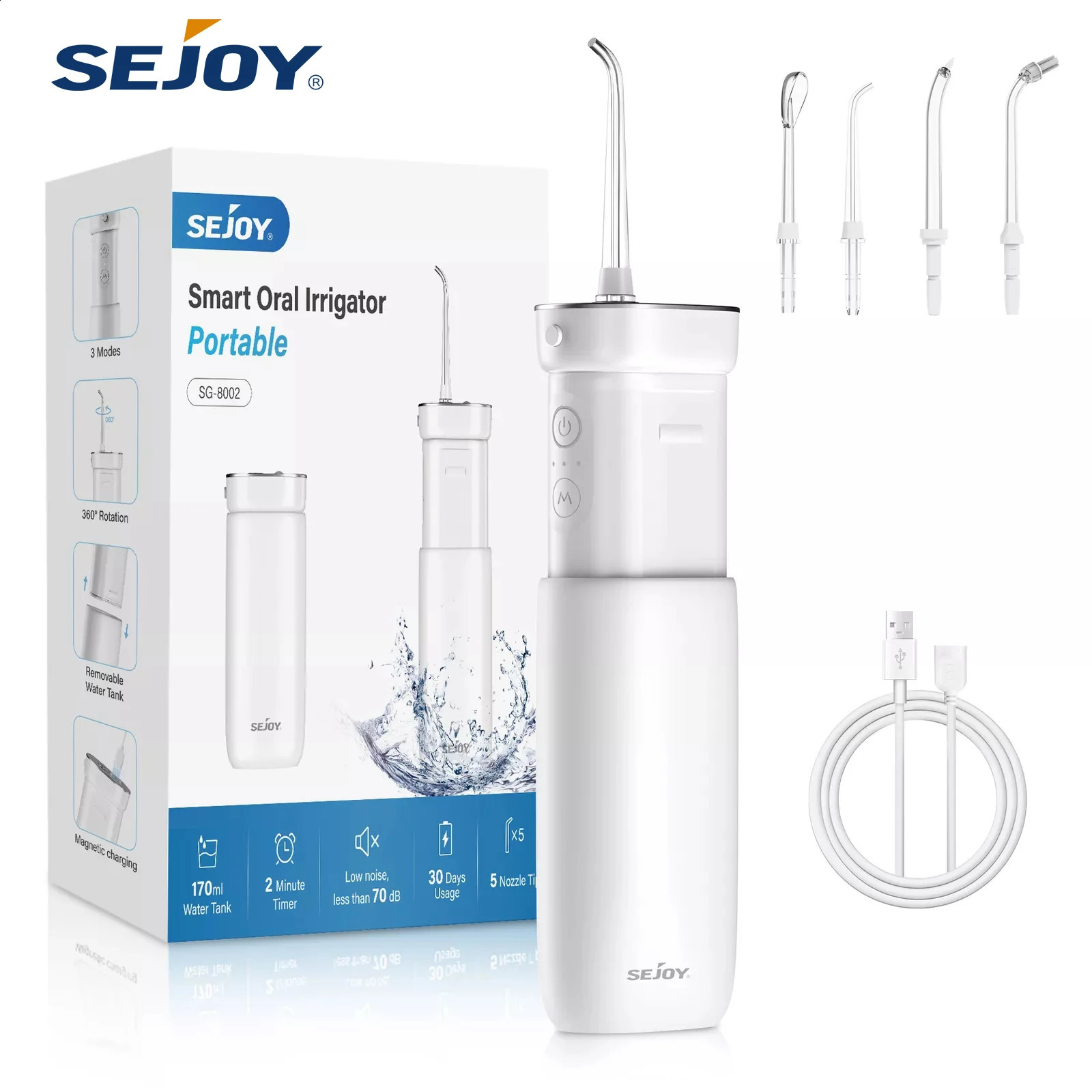 SEJOY Oral Irrigator Water Flosser Portable Dental Water Pick Waterproof Mouth Washing Machine Home-appliance 250520