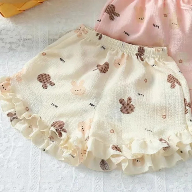 Beach Pography Cute Flower Printed Baby Girl Shorts Elastic Waist Loose Casual Ruffle Summer Toddler Girls Short Pants 250517z