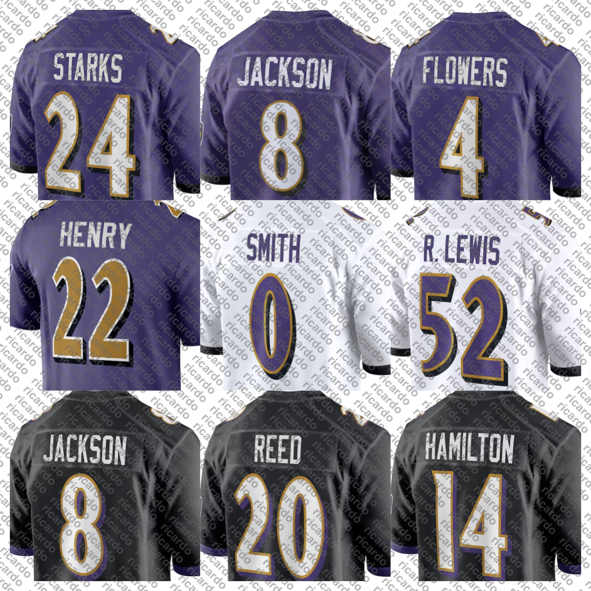 Malaki Starks Jersey Football Ray Lewis Ed Reed Lamar Jackson Derrick Henry Zay Flowers Roquan Smith Kyle Hamilton Justin Tucker Rashod Bateman Mark Andrews Women