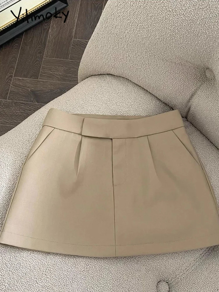Vintage Skirt Fashion Streetwear Casual Skirts Solid Pockets Wrap The Buttocks Sweet Mini 2025 Spring Summer 250513Z