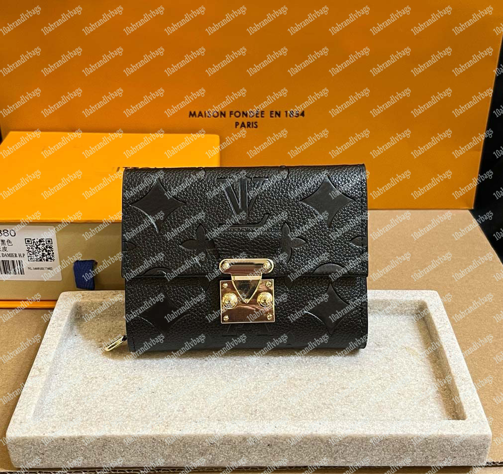 7A Ladies Fashion Casual Designer Luxury Leather Metis Compact Wallet S-Lock Short Coin Purse Credit Card Holders Key Pouch Wallet With Box M80880