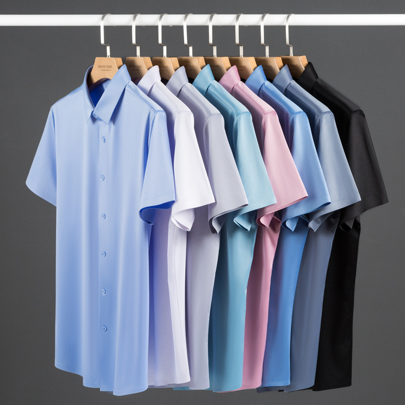 H707 Men's solid color breathable casual slim fit business shirt