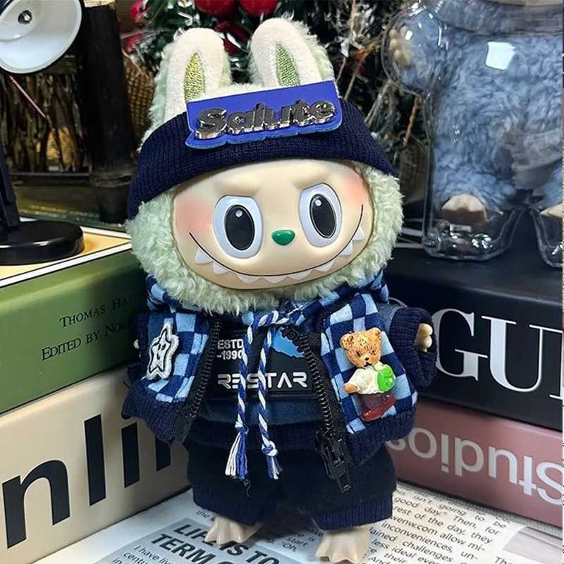 For Labubu 17cm Doll Clothes Outfit Accessories for Korea Kpop Exo Labubu V1 V2 Idol Sitting Party Sporty Zip-up Clothing W250521