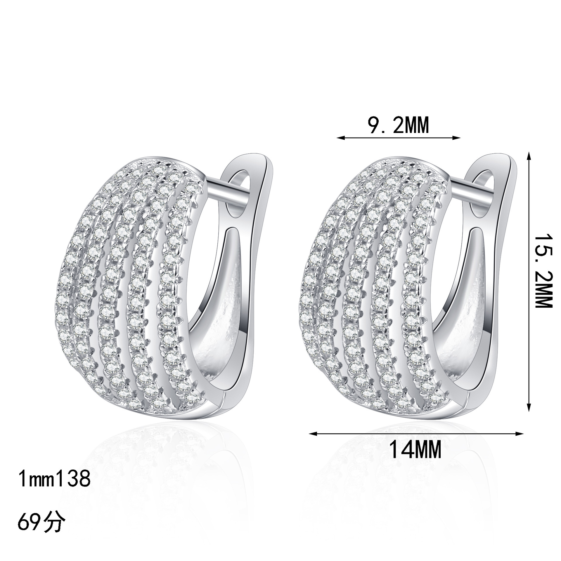 Luxury S925 Sterling Silver Moissanite Earrings with Detailed Diamond Accents