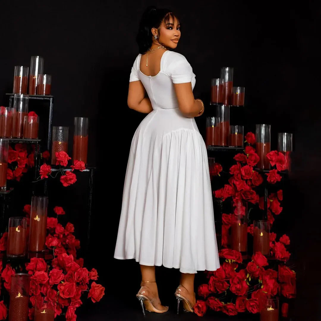 Plus Size Fashionable Elegant Long Strapless plus Size Dress for Black Women N8072 Cross-Border Large Size Clothing Sexy Wais... 250520