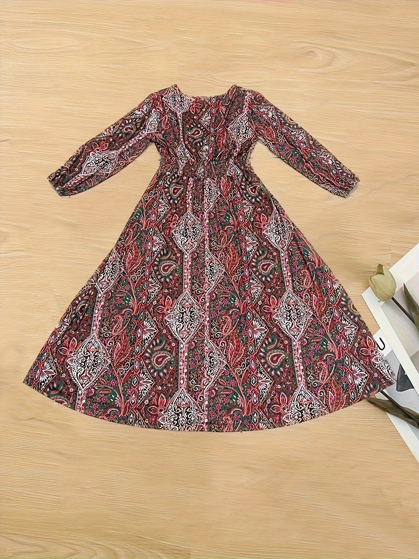cross-border European and American plus size autumn sexy V-neck long sleeve dress 250520