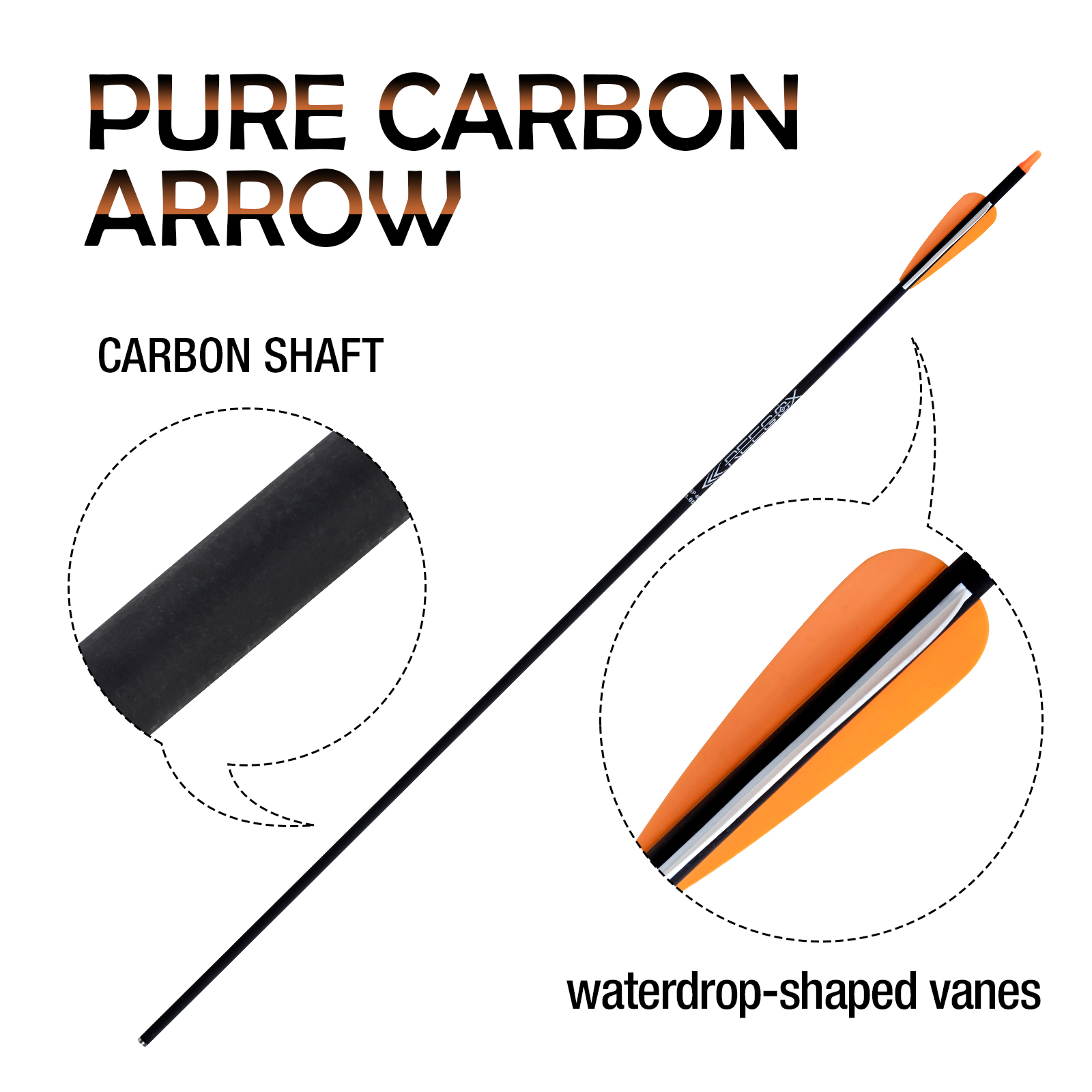 Arrows Without Arrowheads 31inch Archery Targeting Arrows Spine250-600 Arrows 6.2mm Carbon Hunting Arrows Practice Arrows for Recurve Bow and Compound