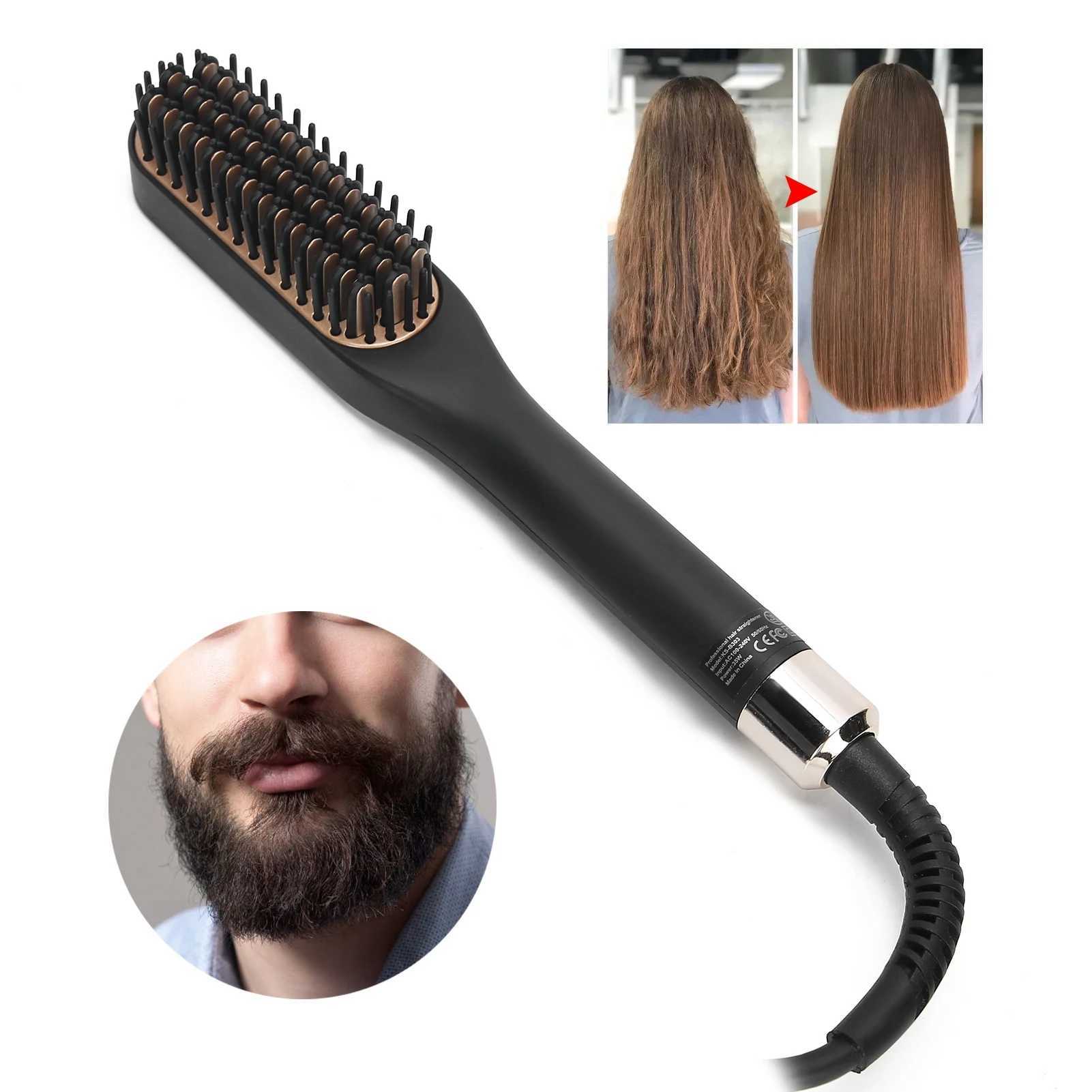 Beard Straightener Brush Electric Beard Straightening Comb Multifunctional Beard Straightener Brush for Men Heated Men Hair Comb W250610