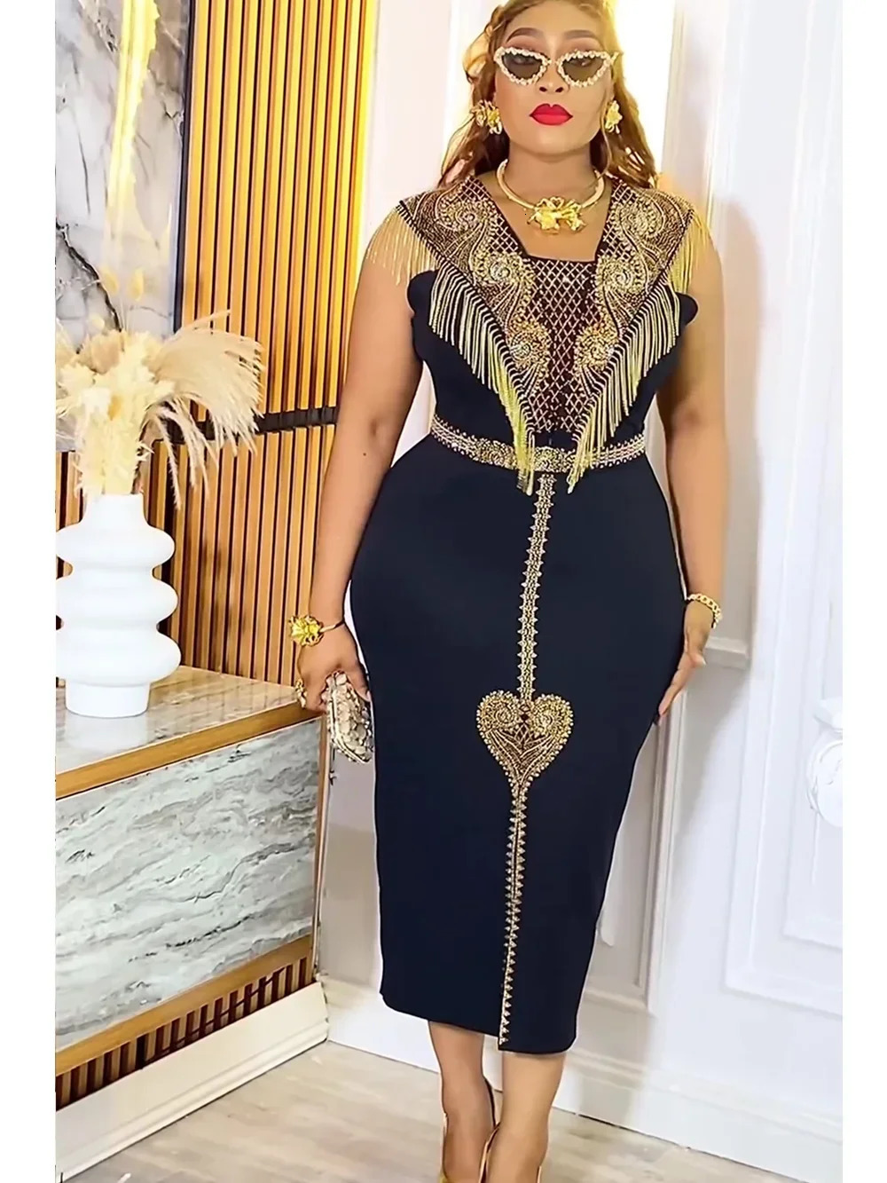 Plus Size African Wedding Party Dresses for Women Dashiki Ankara Evening Gown Elegant Christmas Outfit Robe Africa Clothes 250520