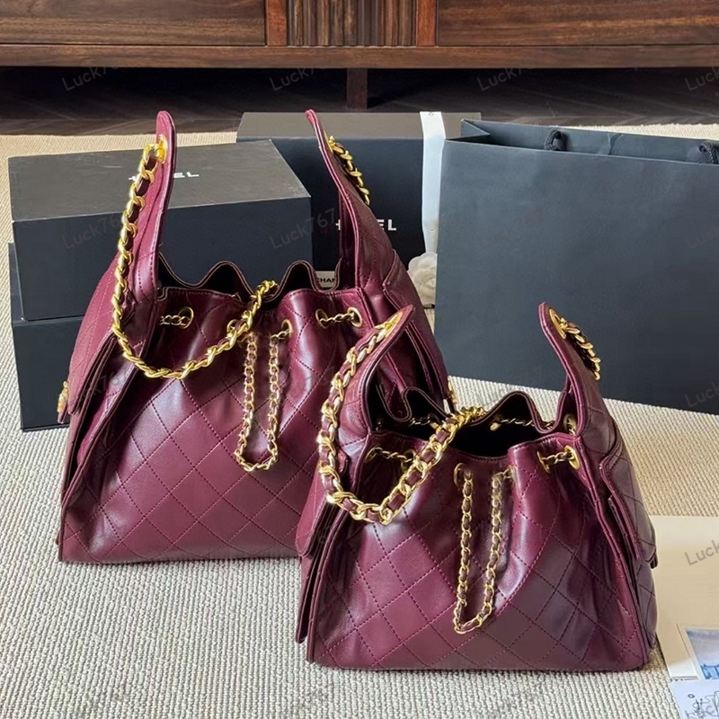 2025 Designer Bag, 25S hobo drawstring Bucket Bag, Tote Bag, 25c Underarm hobo Luxury Bag, Ladies' Makeup Bag, Chain Handbag