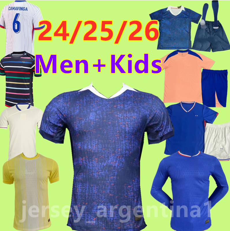 25 26 Euro Cup French Home Soccer Jerseys MBAPPE DEMBELE COMAN SALIBA KANTE Maillot de THURAM GIROUD Mbappe Pogba DEMBELE Uniforms Men kids kit Football Shirt 16-4XL