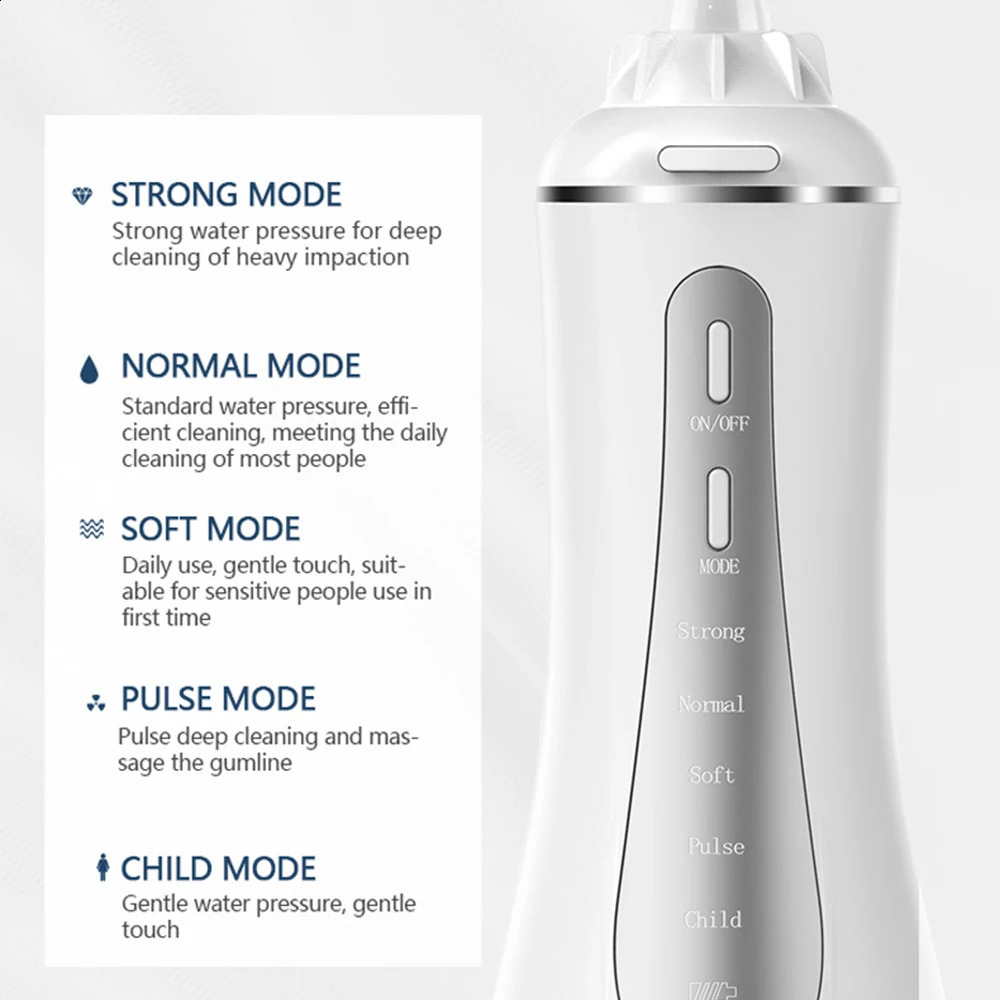 Oral Irrigator Fairywill Water Flosser 5 Modes Portable Dental Water Jet 350ML Water Tank Teeth Cleaner USB Charge Waterproof 250520