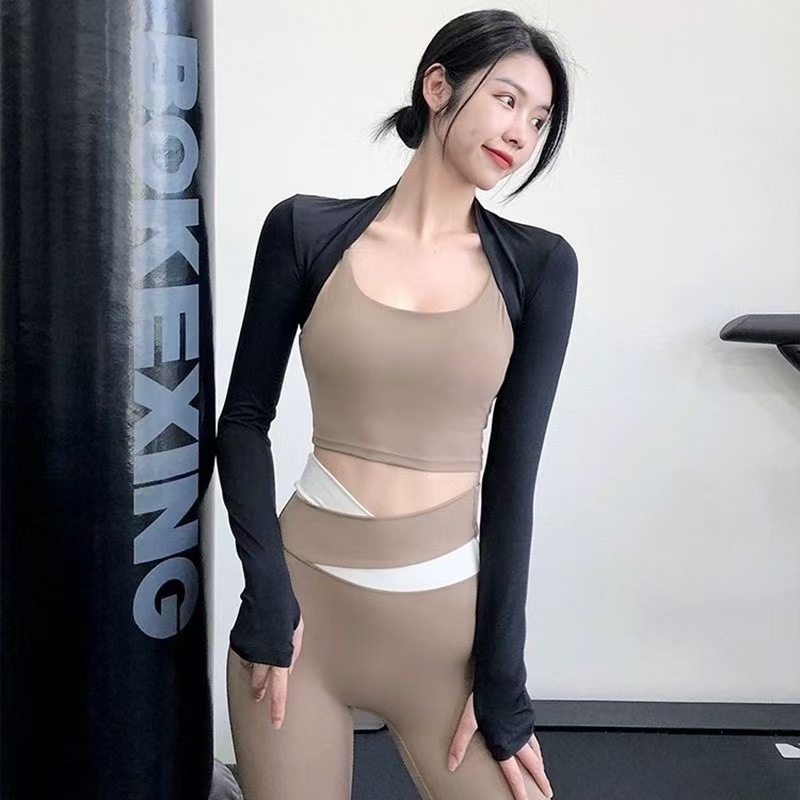 K785 Summer sun protection short cardigan shawl Yoga exercise slim cool ice silk one-piece shoulder ice sleeves