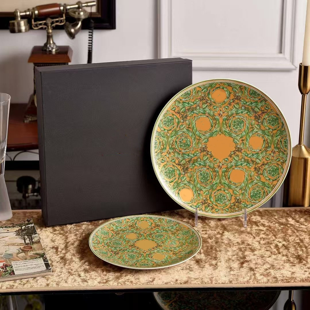 Bone china tableware 21 cm western dinner plate household 26.5 cm shallow plate large flat plate round