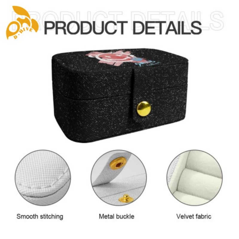 Free delivery. We offer free portable jewelry boxes in high-quality light beige, white and black custom-made by designers