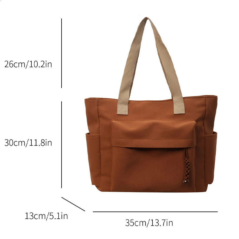 Canvas bag for women with large capacity casual shoulder bag summer college student commuting tote bag 250606