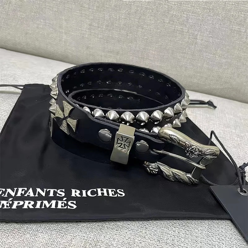 Fashionable Rivet Pyramid Inlaid Personalized Men Women Belt Punk Style Personalized Eye Decorative Jeans Belt 250519