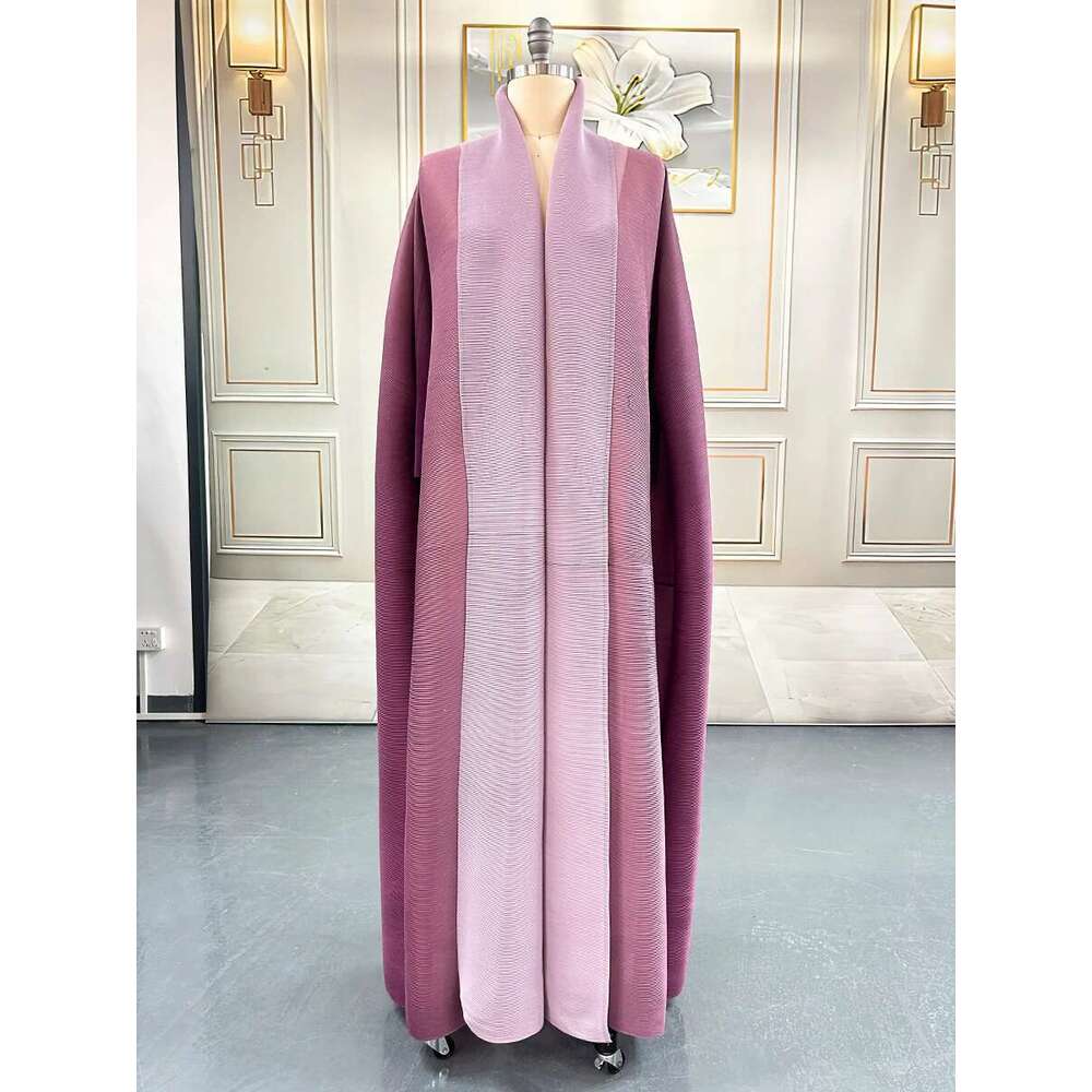 Dubai Prom Thin Long Coat For Women Elegant Casual Evening Party Pleated Chiffon Robe Plus Size Female Fashion