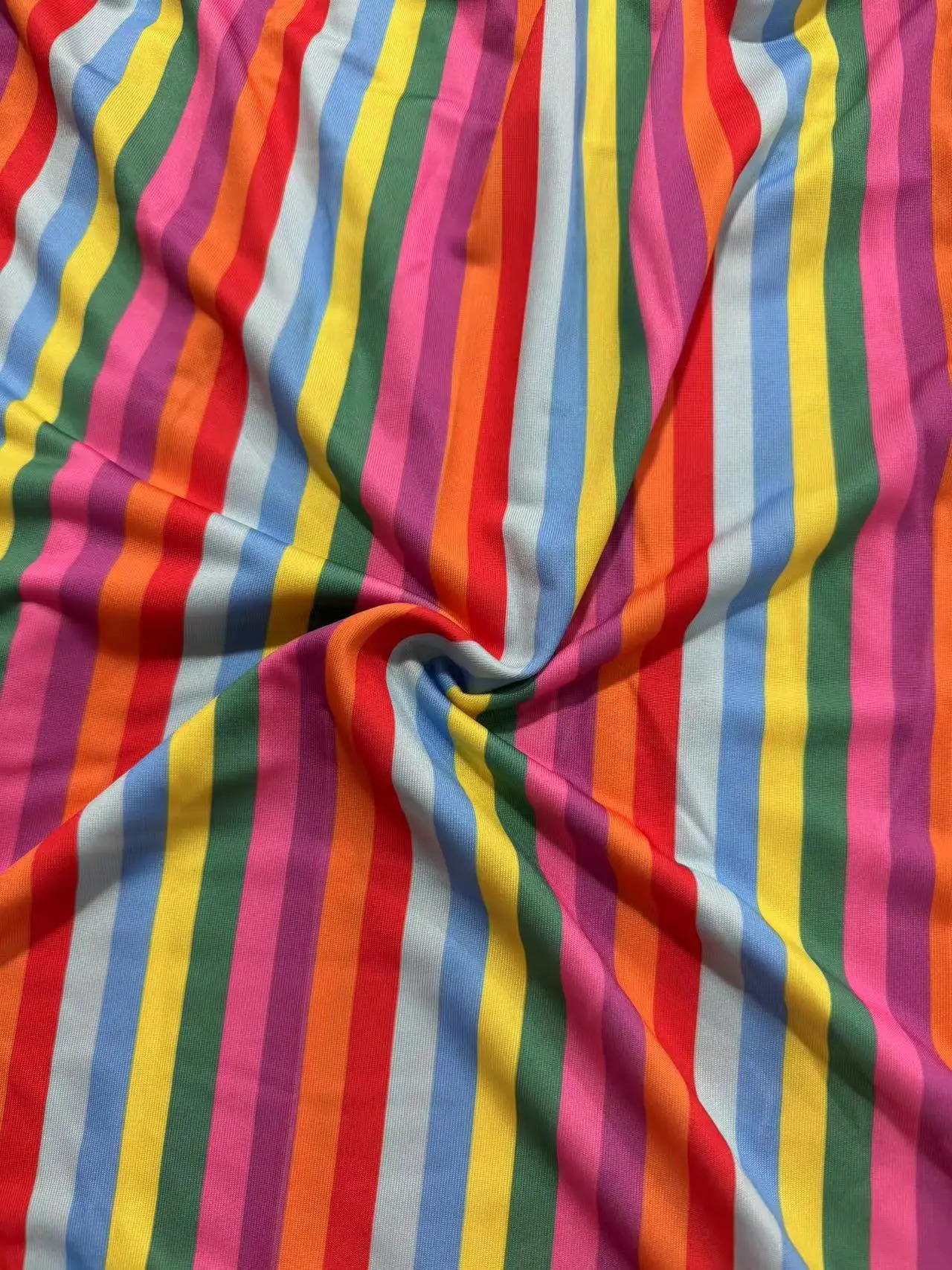 Plus Size1XL-5XL V-neck Rainbow Print Dress Loose Lotus Sleeve A-line Skirt Milk Silk Fabric Elastic Comfortable Breathable Ball 250520