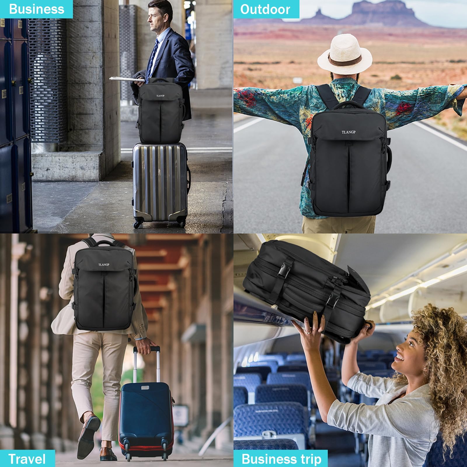VacPack Backpack with Vacuum Pump, Expandable Waterproof Carry-On Airback Backpack with TSA Anti-Theft Design for Travel Black