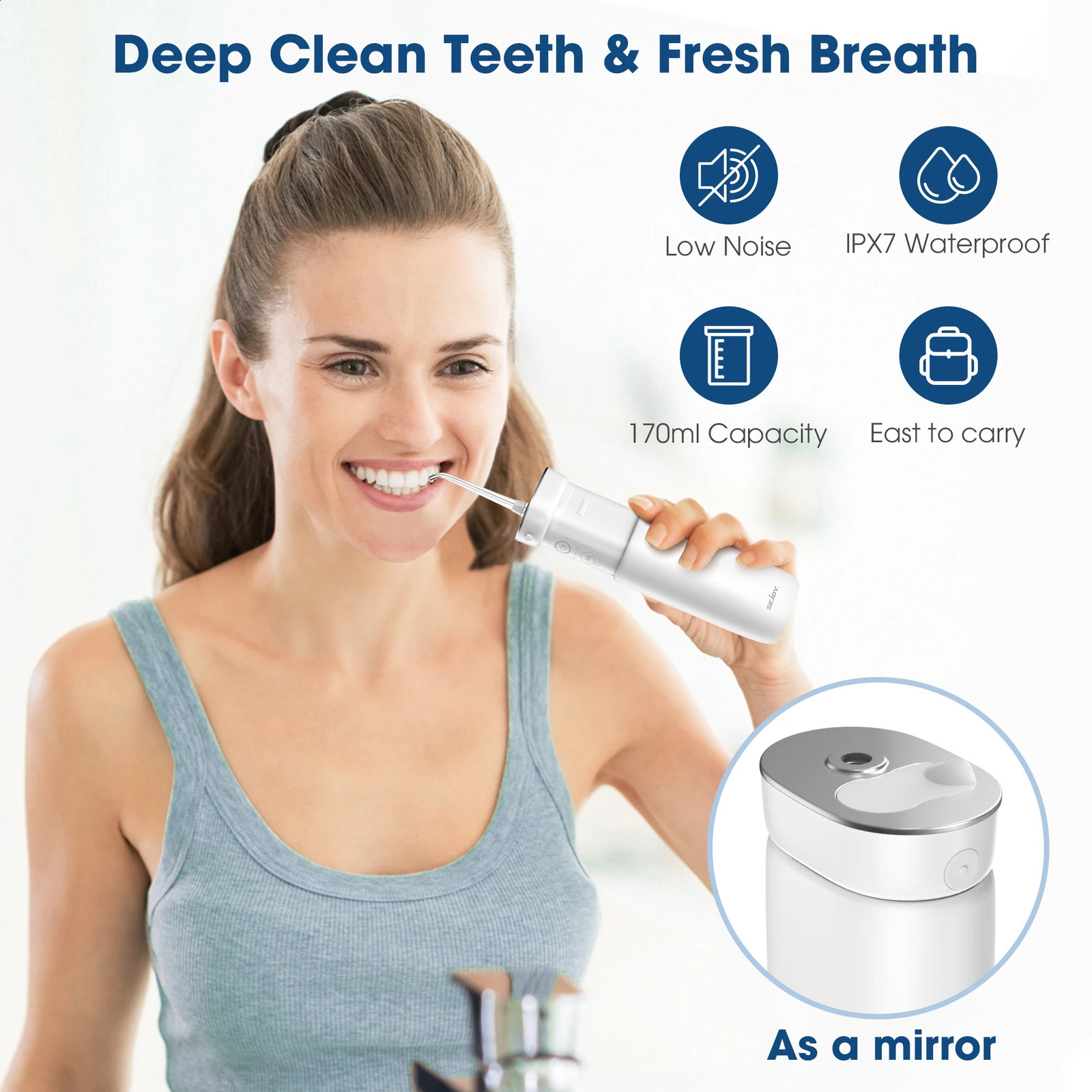 SEJOY Oral Irrigator Water Flosser Portable Dental Water Pick Waterproof Mouth Washing Machine Home-appliance 250520