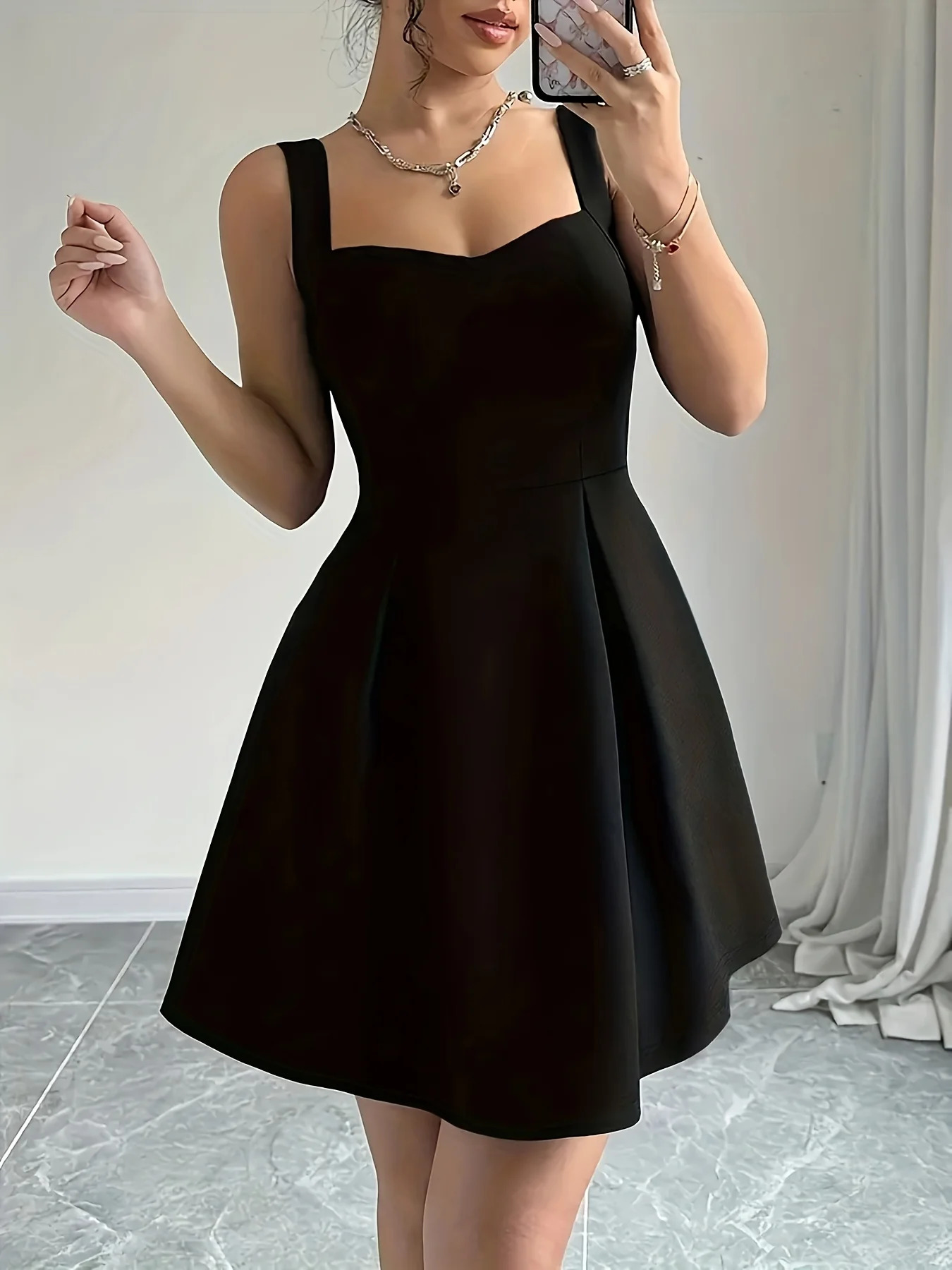 Plus Size Women Elegant Sleeveless Midi Dress Solid Color 100% Polyester Suspender Dress Slim Fit and Flare Evening Gown 250520