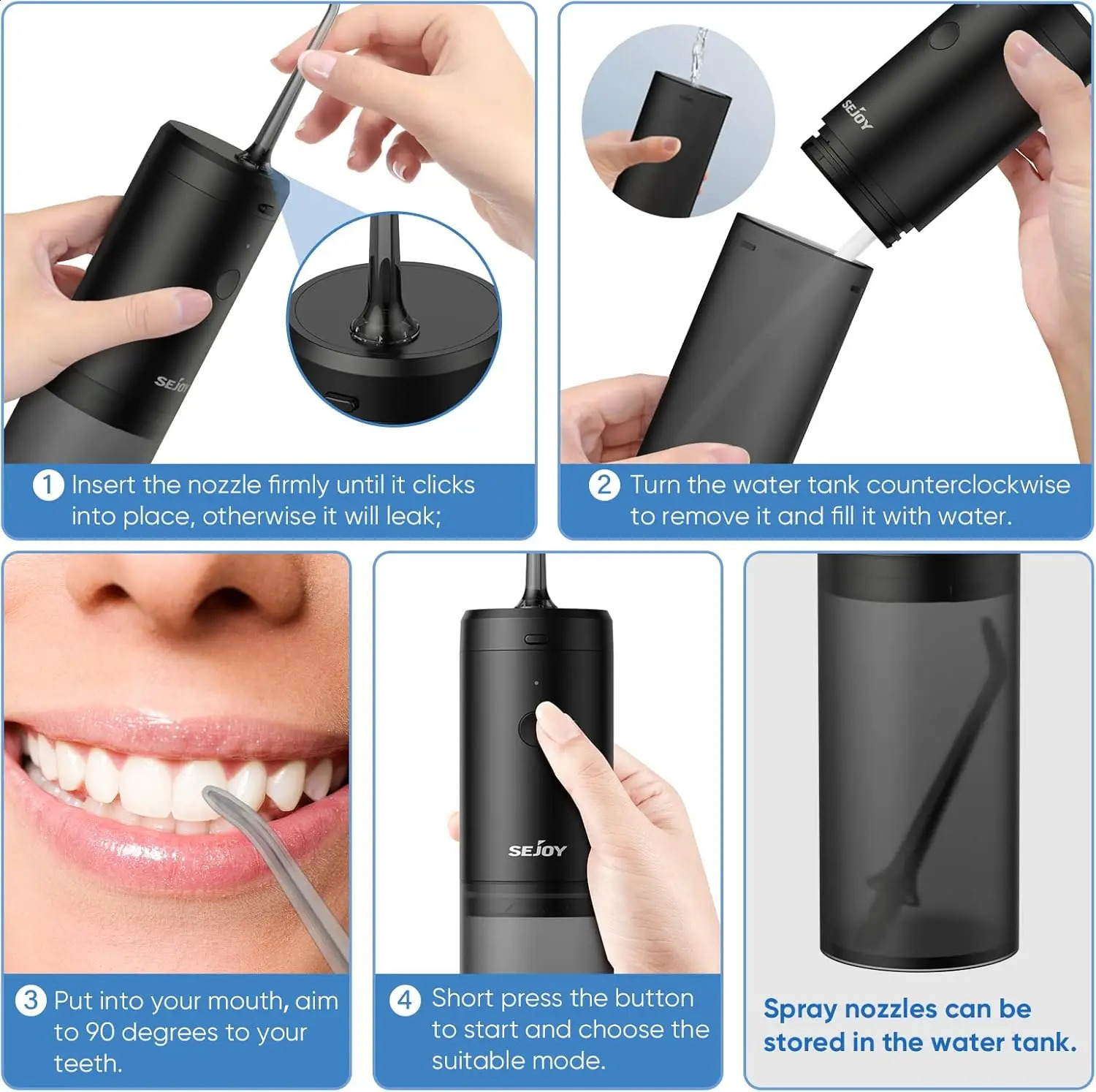 Sejoy Oral Irrigator Electric Toothbrush Set For Adult Water Flosser Portable Dental USB Rechargeable Waterproof Teeth Cleaner 250520
