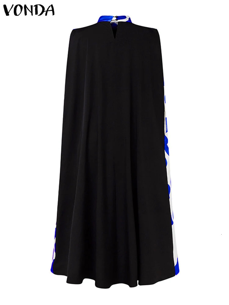 VONDA Women Elegant Printing Maxi Long Dress Casual Stand Collar Robes Bohemian Bat-wing Sleeve Party Vestidos Oversized 250519