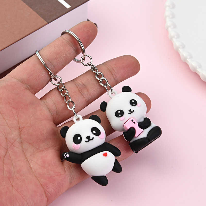 Cute national treasure panda cartoon keychain playful panda bag pendant push pendant small gift
