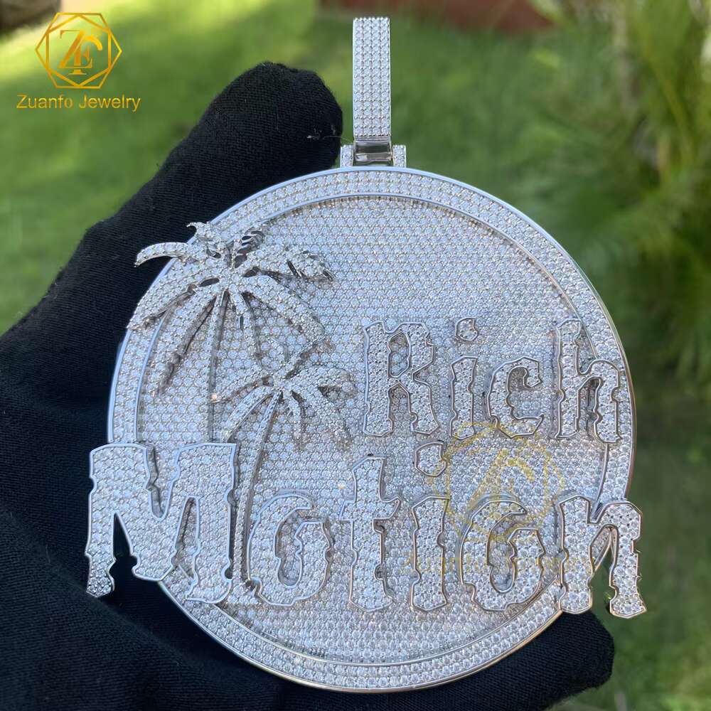 High-End Custom 925 Sterling Silver Hip Hop Jewelry Sparkle Iced Out Baguette Moissanite Letter Name Pendant