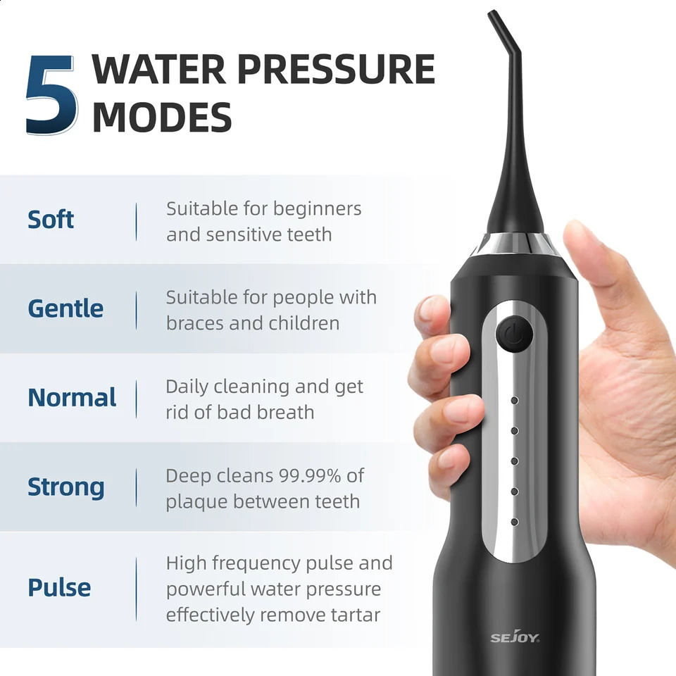 SEJOY Water Flosser for Teeth Irrigator Teeth Whitening Tool Portable Water Pick Personal Care Appliances Dental Teeth Cleaner 250520