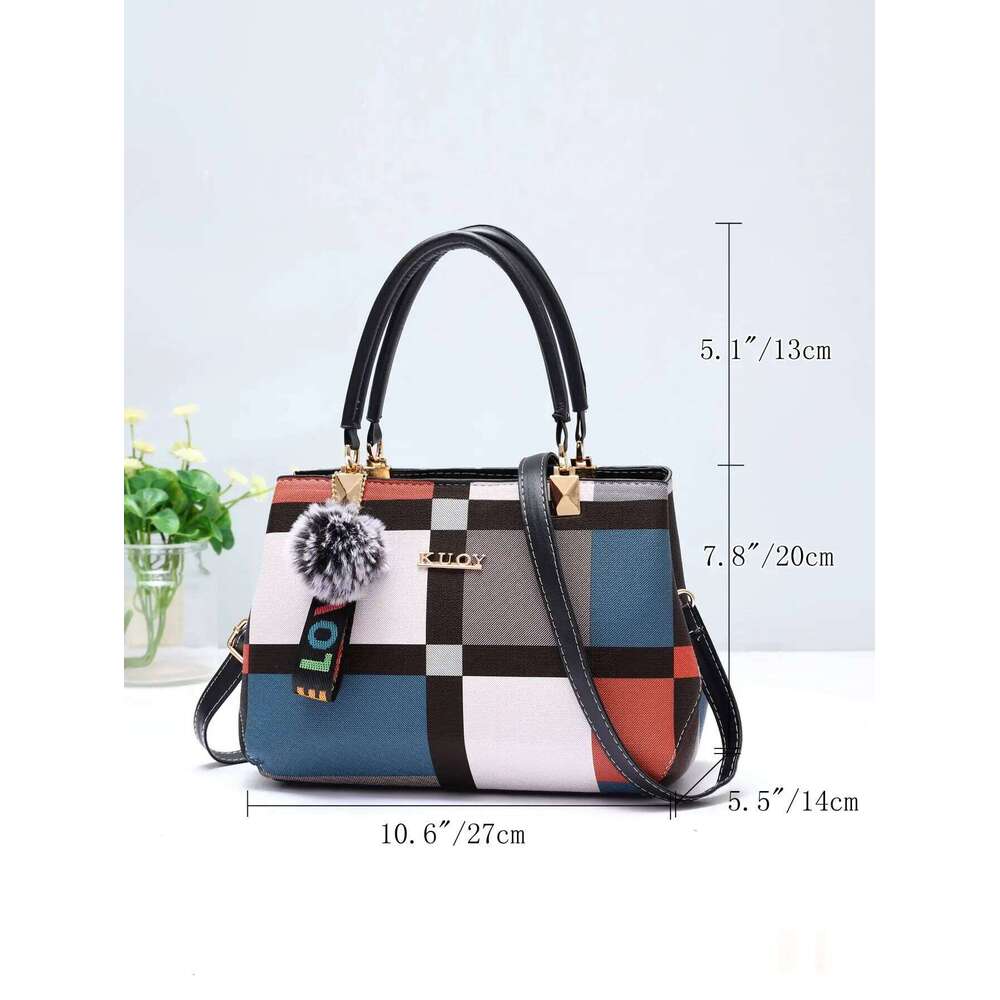 New for women with random grid design, fashionable shoulder bag, women's handbag