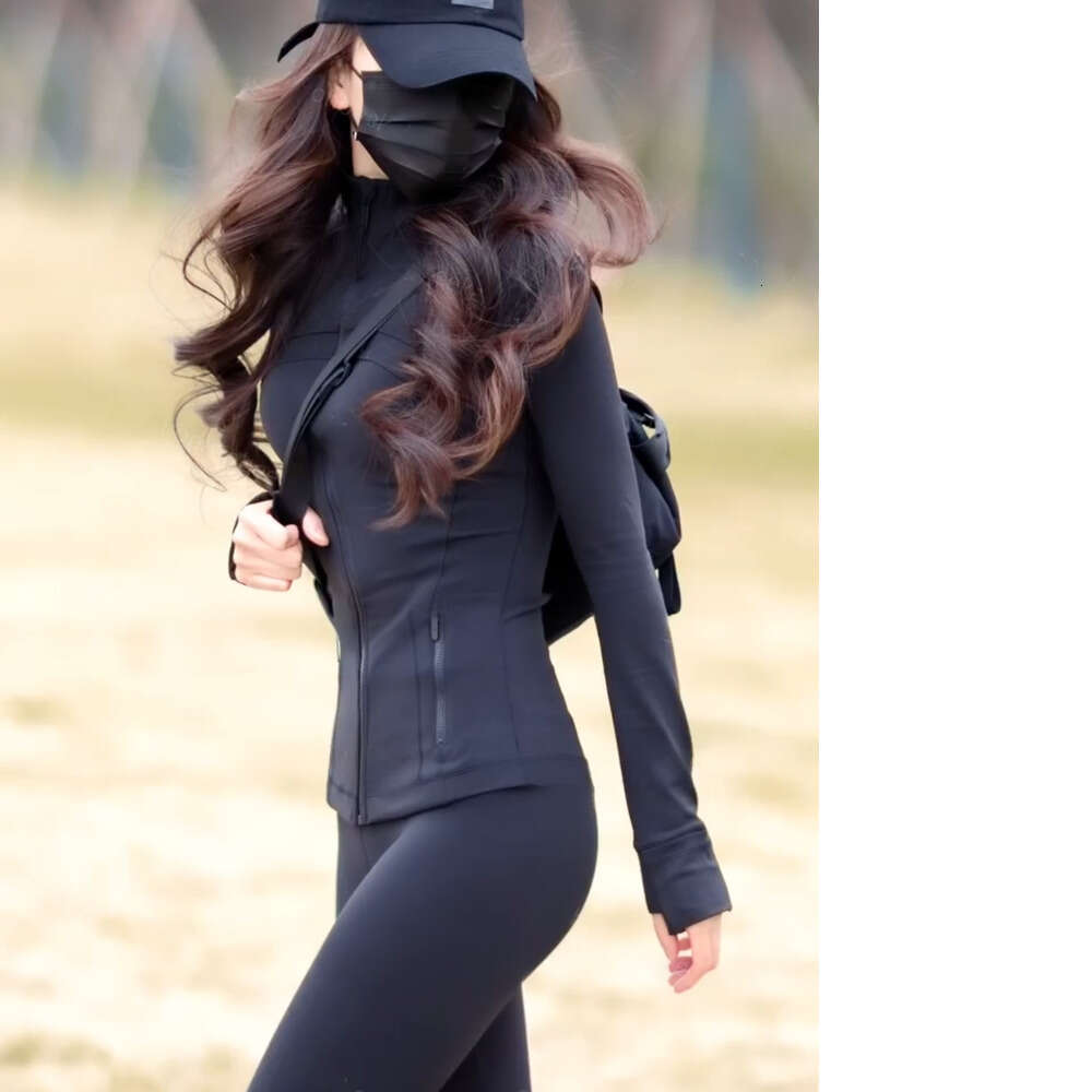 Define Yoga Definejackets Hip Length Line Decoration Long Sleeves Solid Color Slim fit Casual Jacket Align pant pants shorts Aligned Leggings Designer