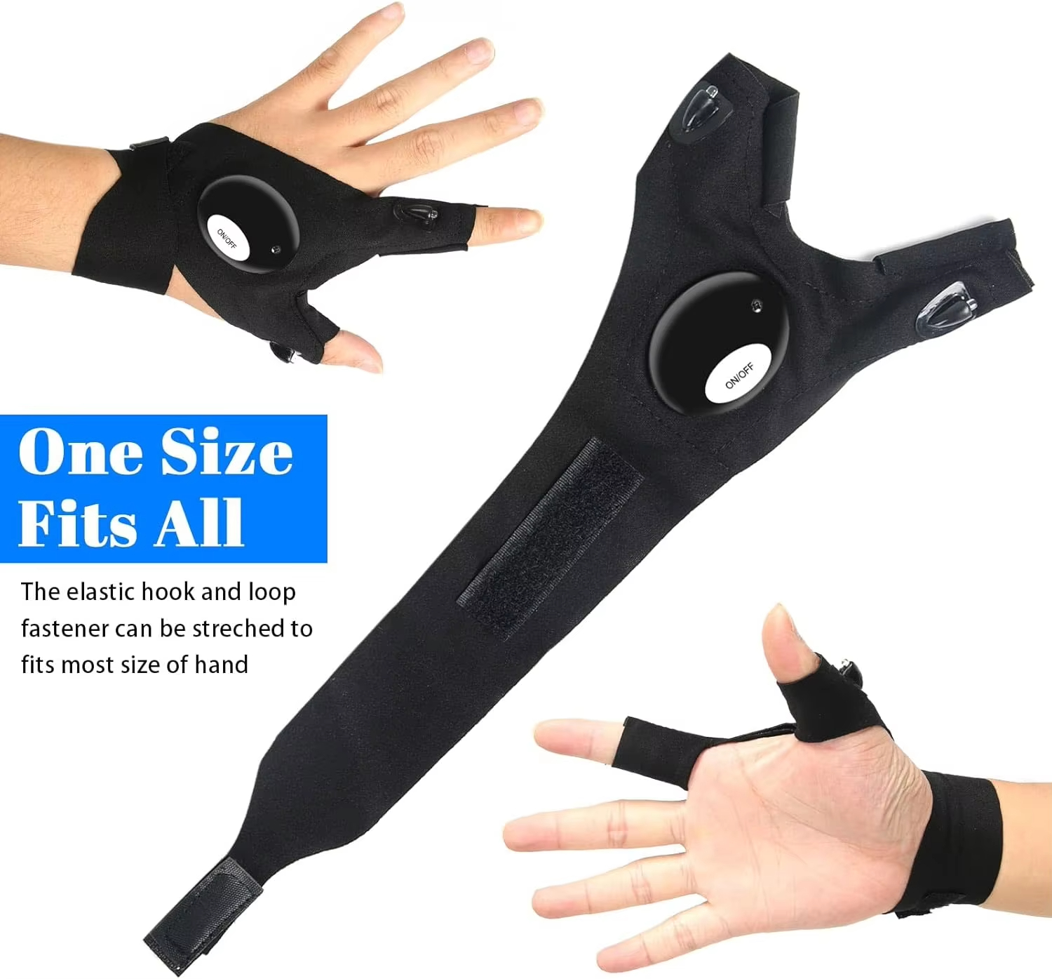 LED Flashlight Gloves Hands Free Half Finger Lighted Gloves for Running Camping Hiking Repairing Half-Finger Gloves with LED Light Glow Fishing Gloves