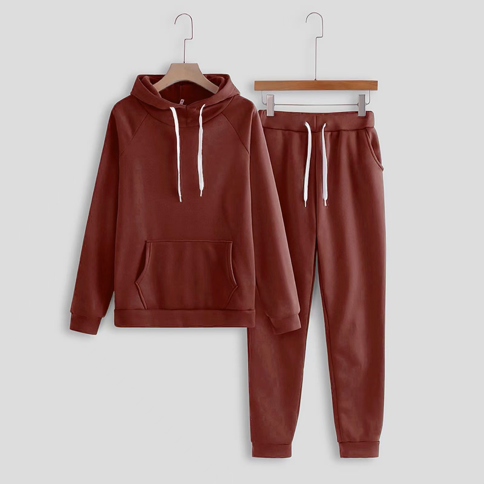 X1255 Large size long-sleeved hooded sweatshirt suit for men and women, women's casual loose two-piece suit