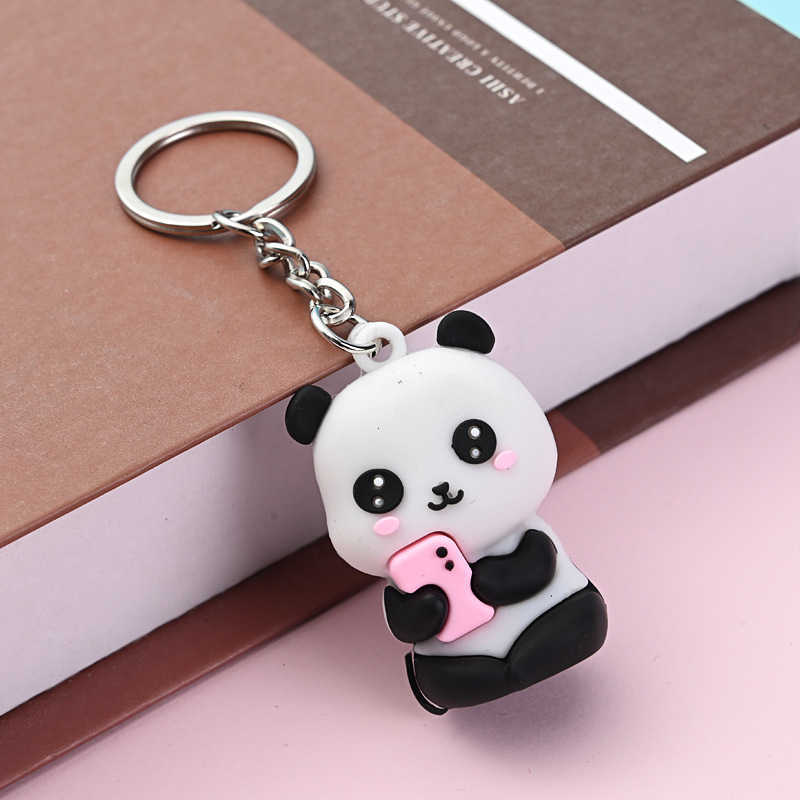 Cute national treasure panda cartoon keychain playful panda bag pendant push pendant small gift