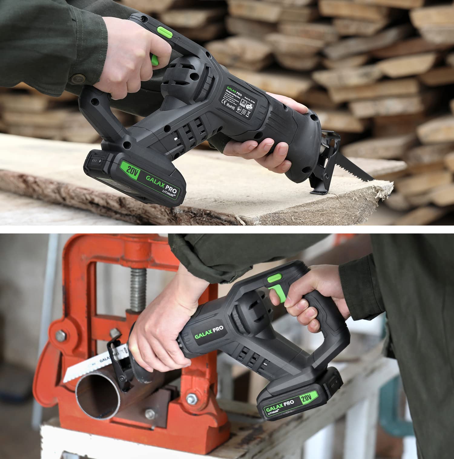 GALAX PRO Cordless Circular and Reciprocating Saw Combo Kit with 1pcs 4.0Ah Lithium Battery and One Charger 7 Saw Blades and Tool Bag