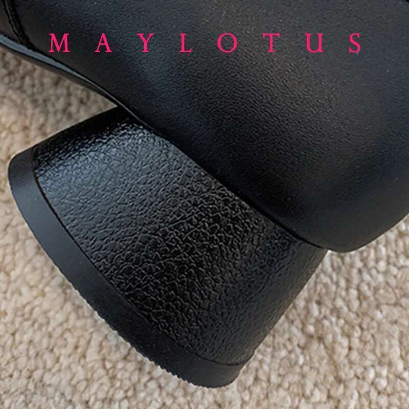 Split Toe 3cm Heel Tabi Slip On Leather Comfy Shoes Soft Bottom solid Ladies Moccasins with Bowknot
