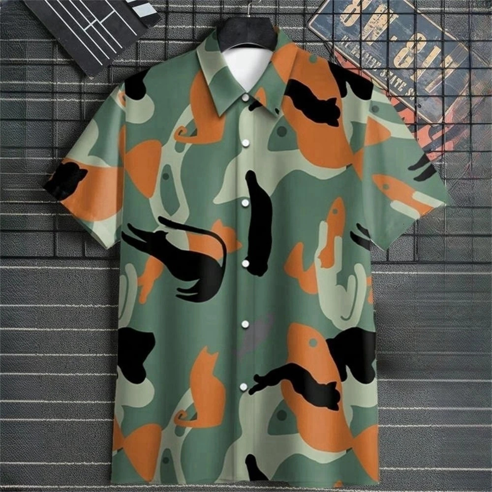 3D Printed Geometry Mens Shirts Color Block Graphics Fashion Button Short Sleeve Lapel Hawaiian Blouse shirts for men Summer 250516