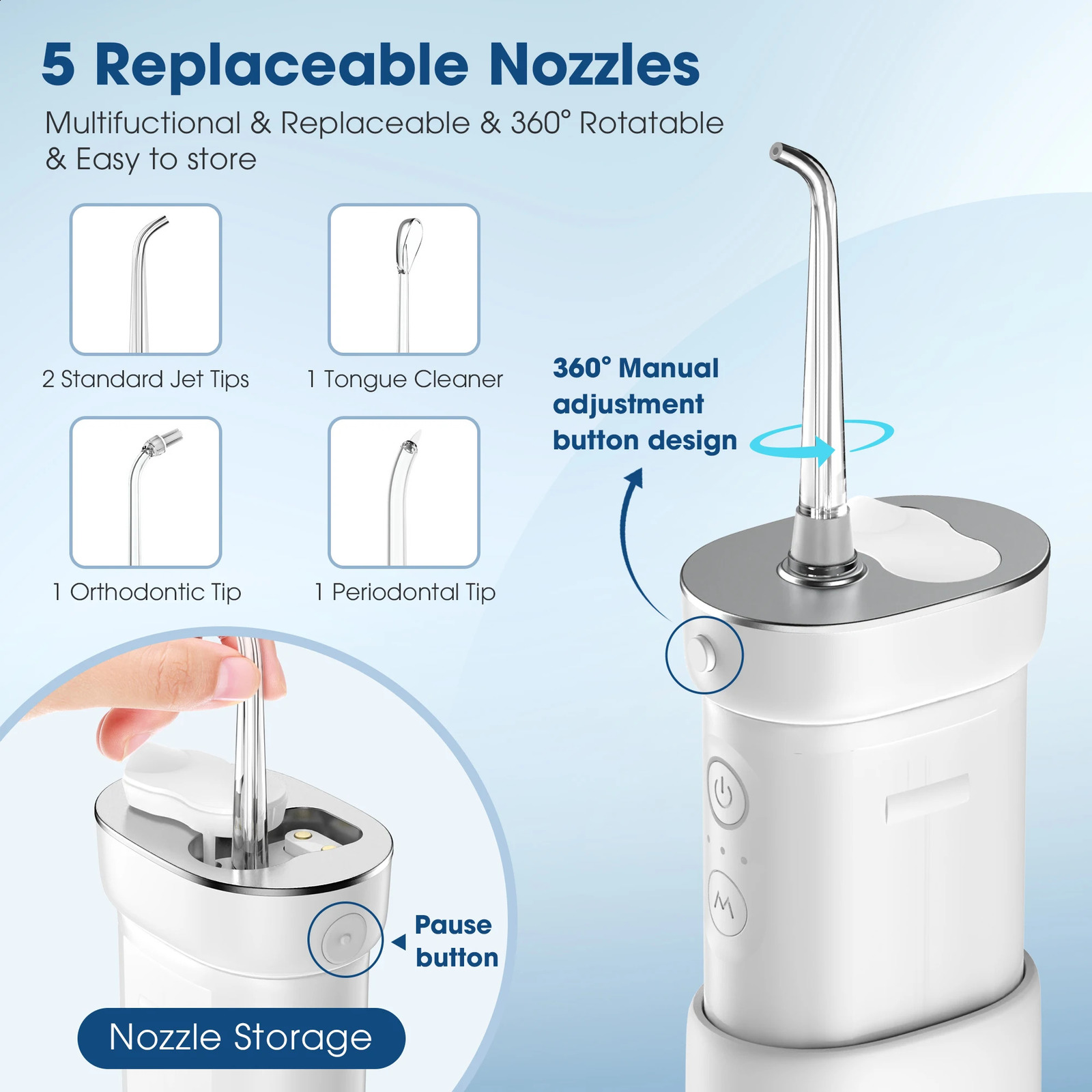 SEJOY Oral Irrigator Water Flosser Portable Dental Water Pick Waterproof Mouth Washing Machine Home-appliance 250520
