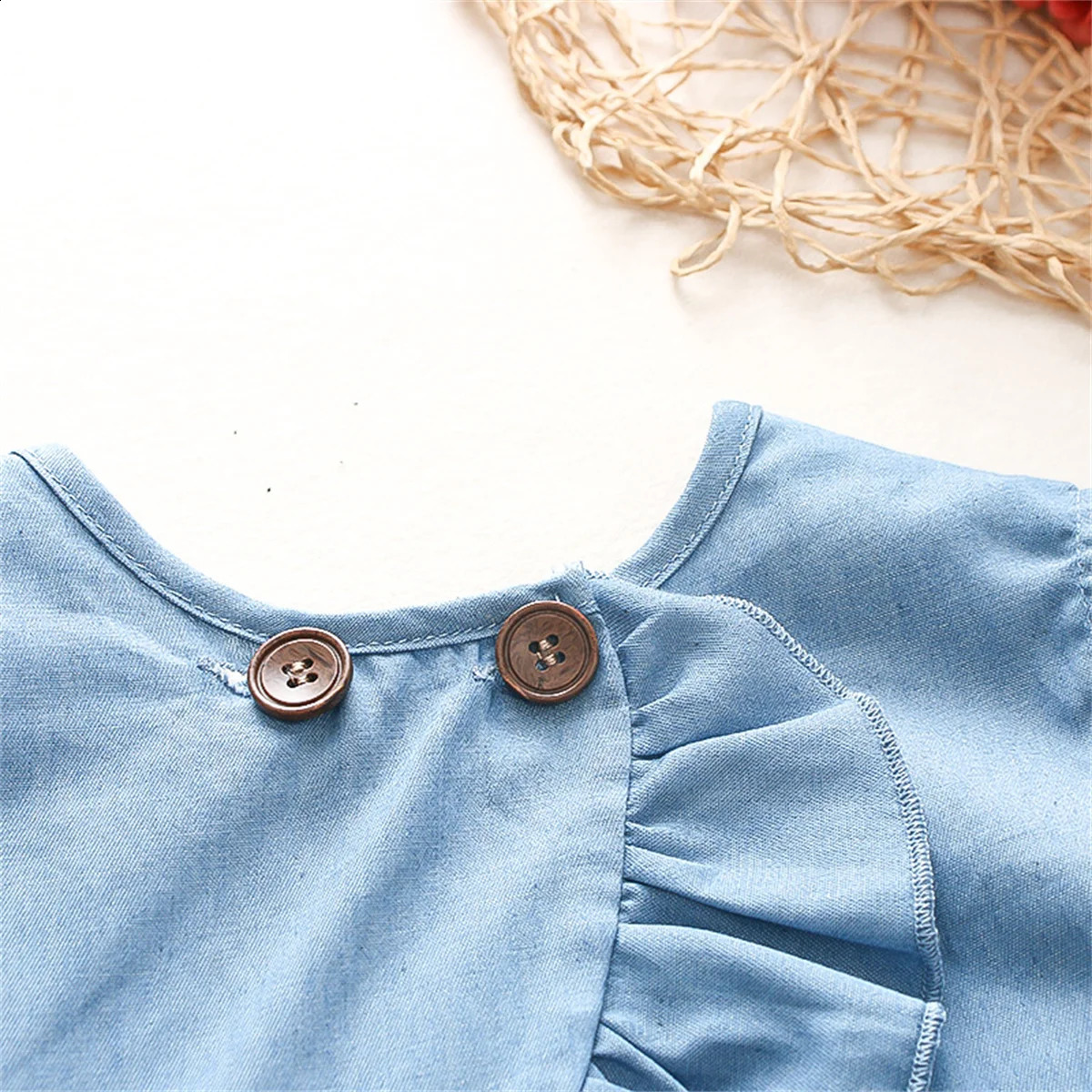Summer Baby Top Simple Blue Girls Korean Style Sweet Childrens Sleeveless Clothes 03 Years Old 250517z