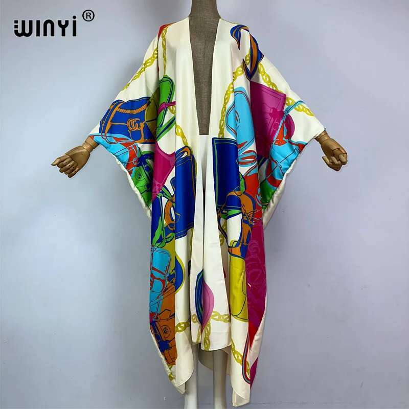 WINYI kimono Africa summer boho print cover-up long elegant coat beach outfits for women maxi dress