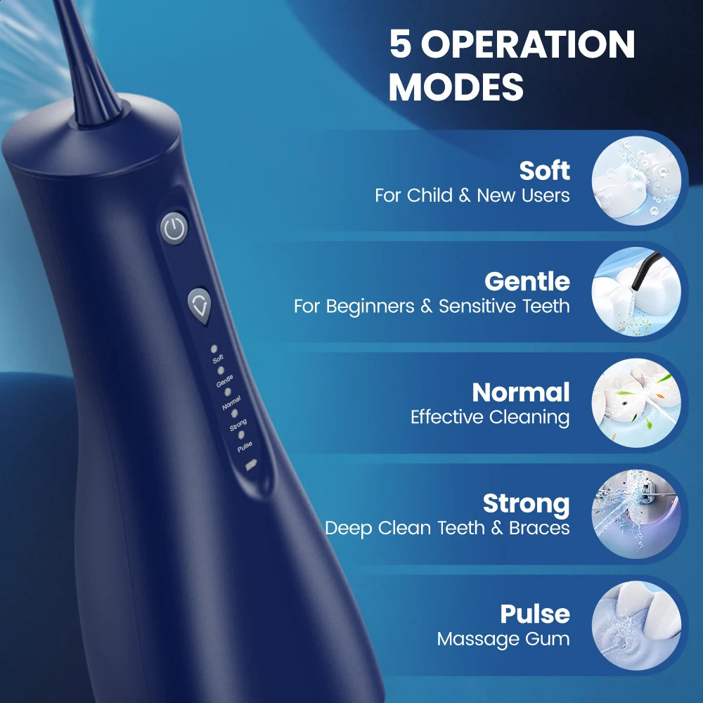 SEJOY Electric Teeth Cleaner Kit Dental Oral Irrigator Portable Dental Water Flosser 5 Modes Mouth Washing Machine 250520