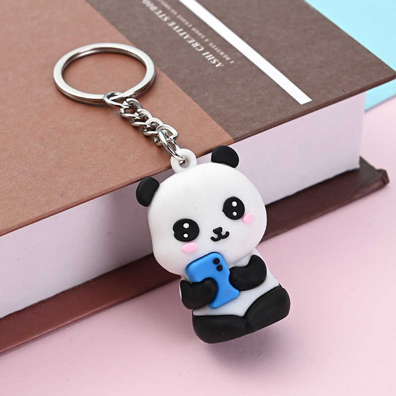 Cute national treasure panda cartoon keychain playful panda bag pendant push pendant small gift