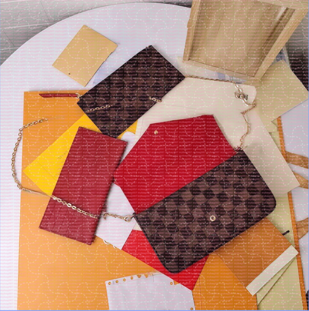 Woman bags 3 pcs/set favorite multi pochette accessories women Crossbody Purse Messenger bags Handbags Flowers designer shoulder lady Leather 61276 totes