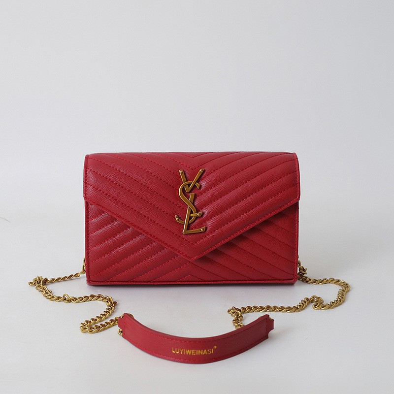 Best Selling Premium Elegant Women's Bags 2025 New Arrival Trendy Chain Letter Shoulder Bag Fashion Versatile Crossbody Small Square Bag Red Khak