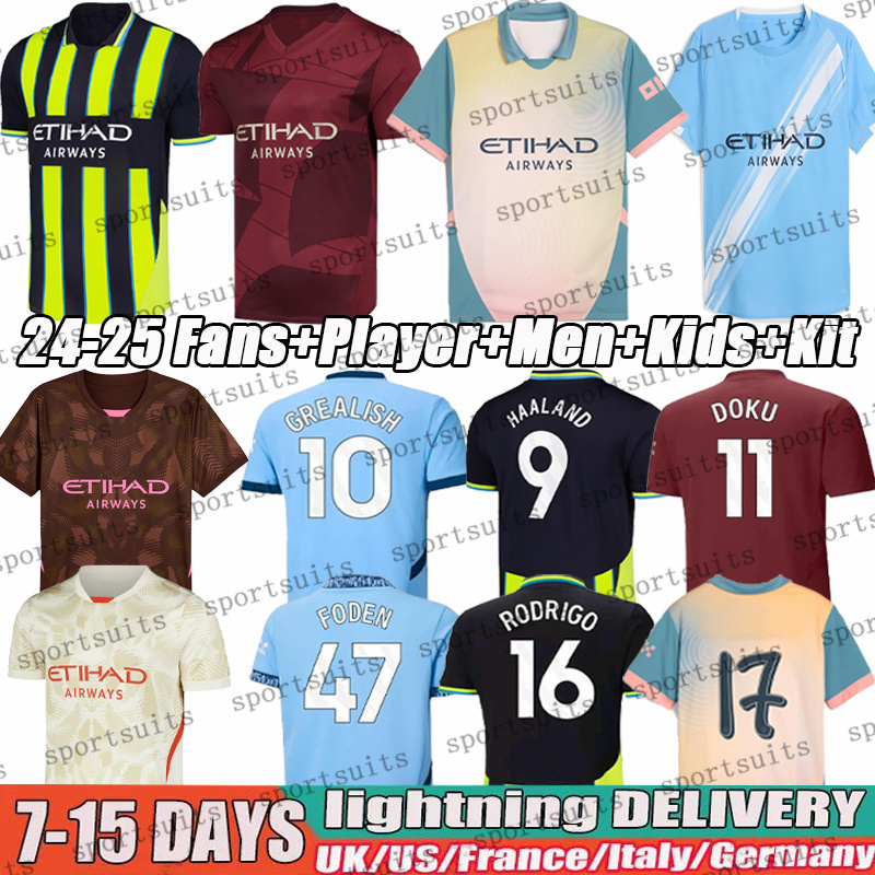 Soccer Jerseys man citys shirt Erling Haaland jersey Rodrigo Kevin De Bruyne shirt Phil Foden Jack Grealish football Jerseys Kit man city 25 26 kids