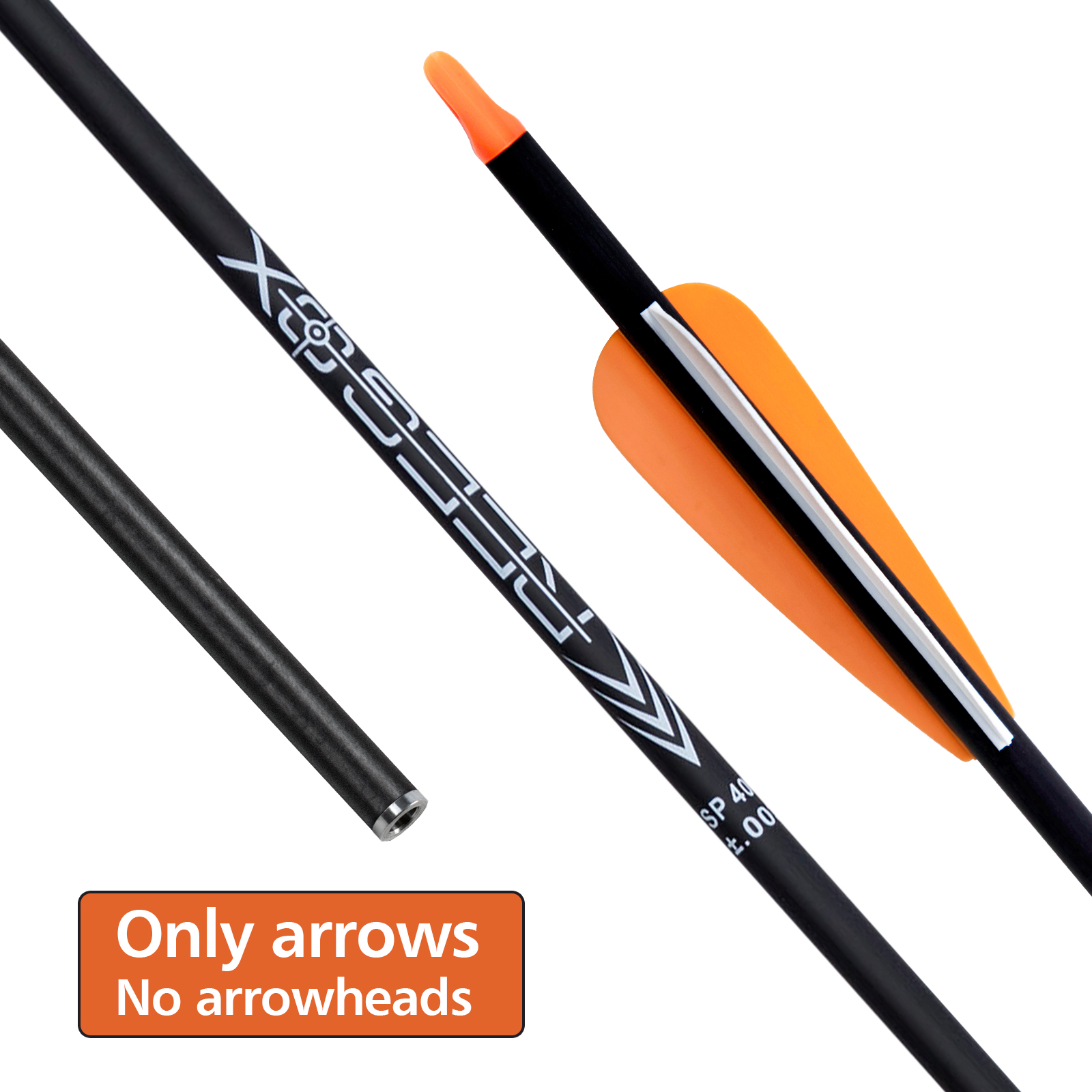 Arrows Without Arrowheads 31inch Archery Targeting Arrows Spine250-600 Arrows 6.2mm Carbon Hunting Arrows Practice Arrows for Recurve Bow and Compound