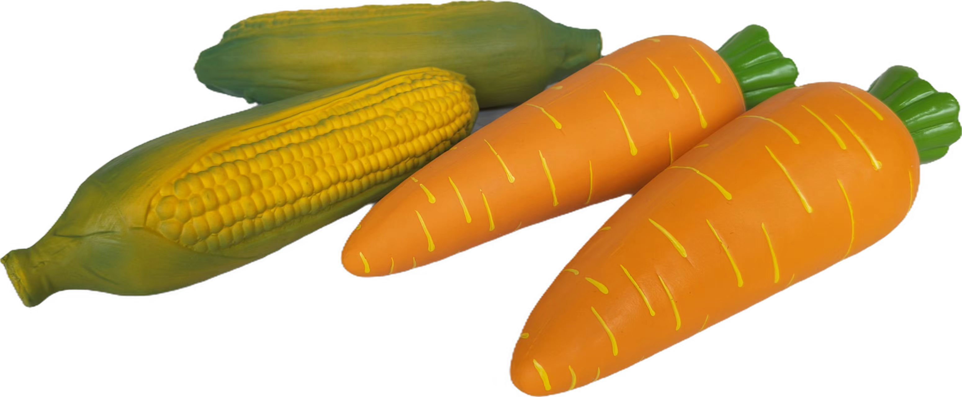 Latex Chewing Screaming Puppy Toy Durable Natural Rubber Dog Playtime with Carrot & Corn-shaped Squeaky Chewing Vegetable Dog Toys 4pcs/Pack